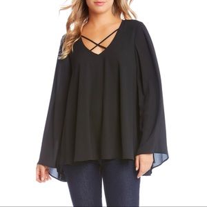 NWT Karen Kane Criss Cross Top in Black